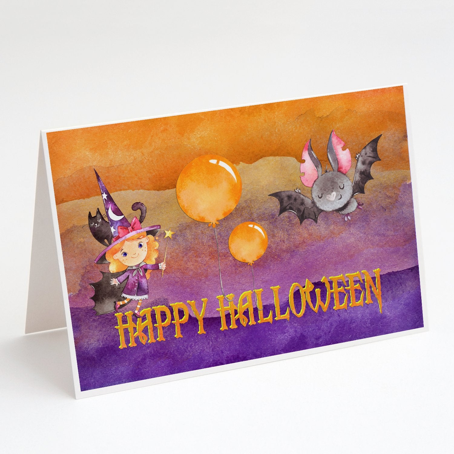 Buy this Halloween Little Witch and Bat Greeting Cards and Envelopes Pack of 8