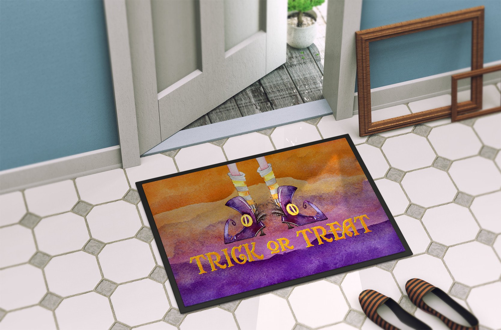 Halloween Trick Witches Feet Indoor or Outdoor Mat 24x36 BB7460JMAT by Caroline's Treasures