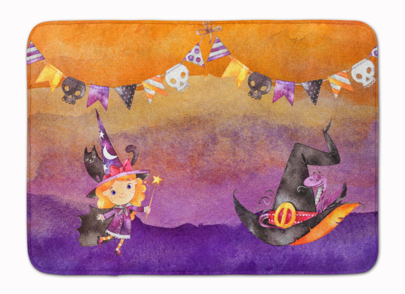 Halloween Little Witch Party Machine Washable Memory Foam Mat BB7462RUG - the-store.com