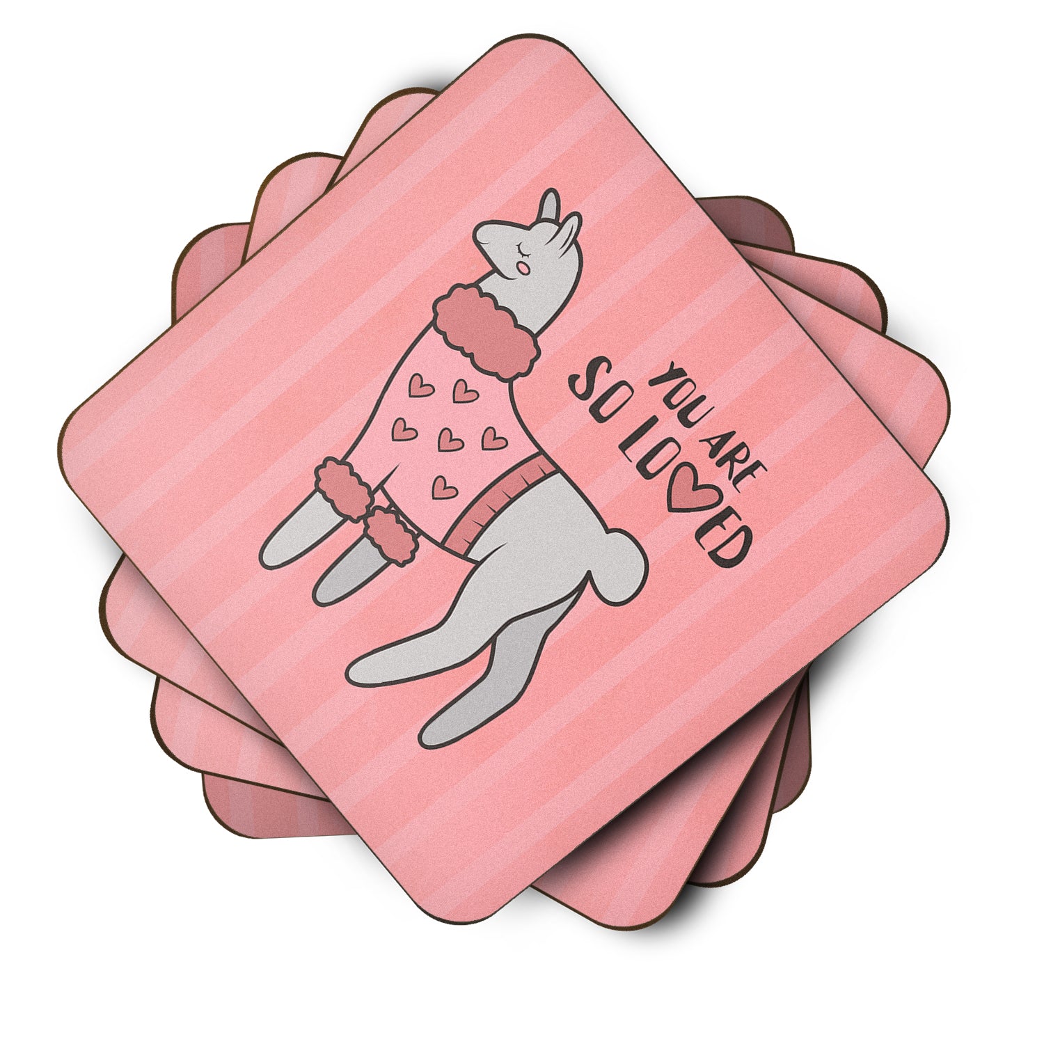 Nursery You are so Loved Llama Foam Coaster Set of 4 BB7469FC - the-store.com