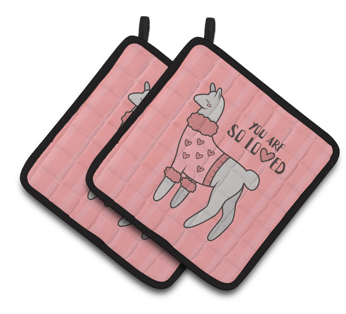 Nursery You are so Loved Llama Pair of Pot Holders BB7469PTHD by Caroline's Treasures