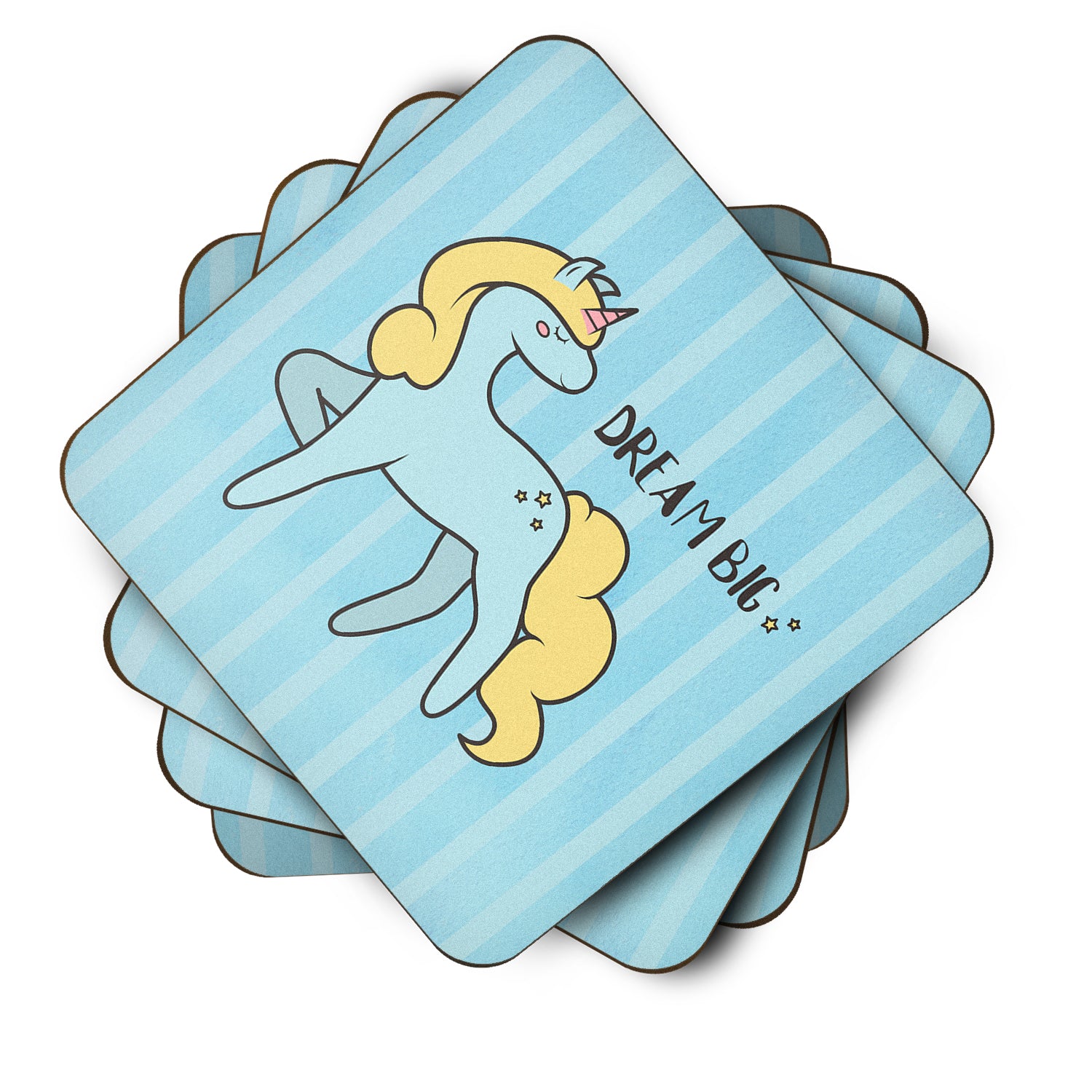 Nursery Dream Big Unicorn Foam Coaster Set of 4 BB7471FC - the-store.com