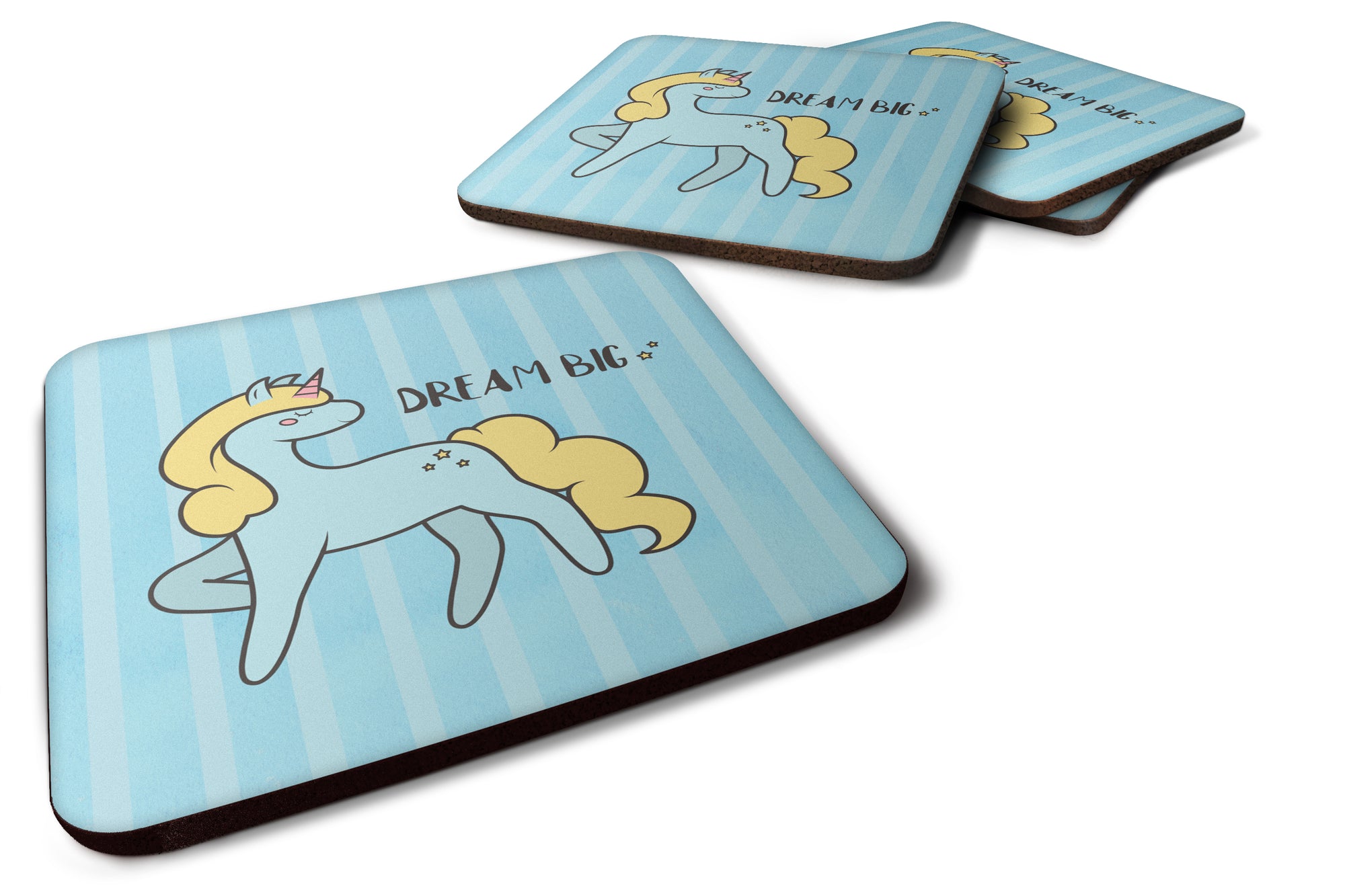 Nursery Dream Big Unicorn Foam Coaster Set of 4 BB7471FC - the-store.com