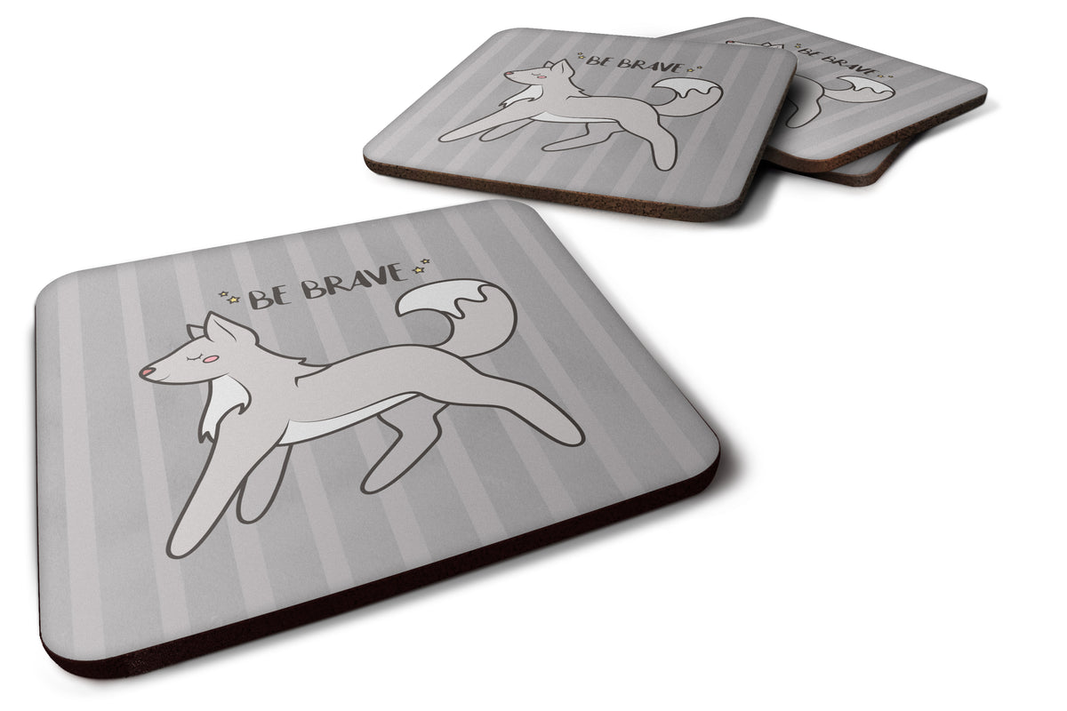 Nursery Be Brave Wolf Foam Coaster Set of 4 BB7472FC - the-store.com