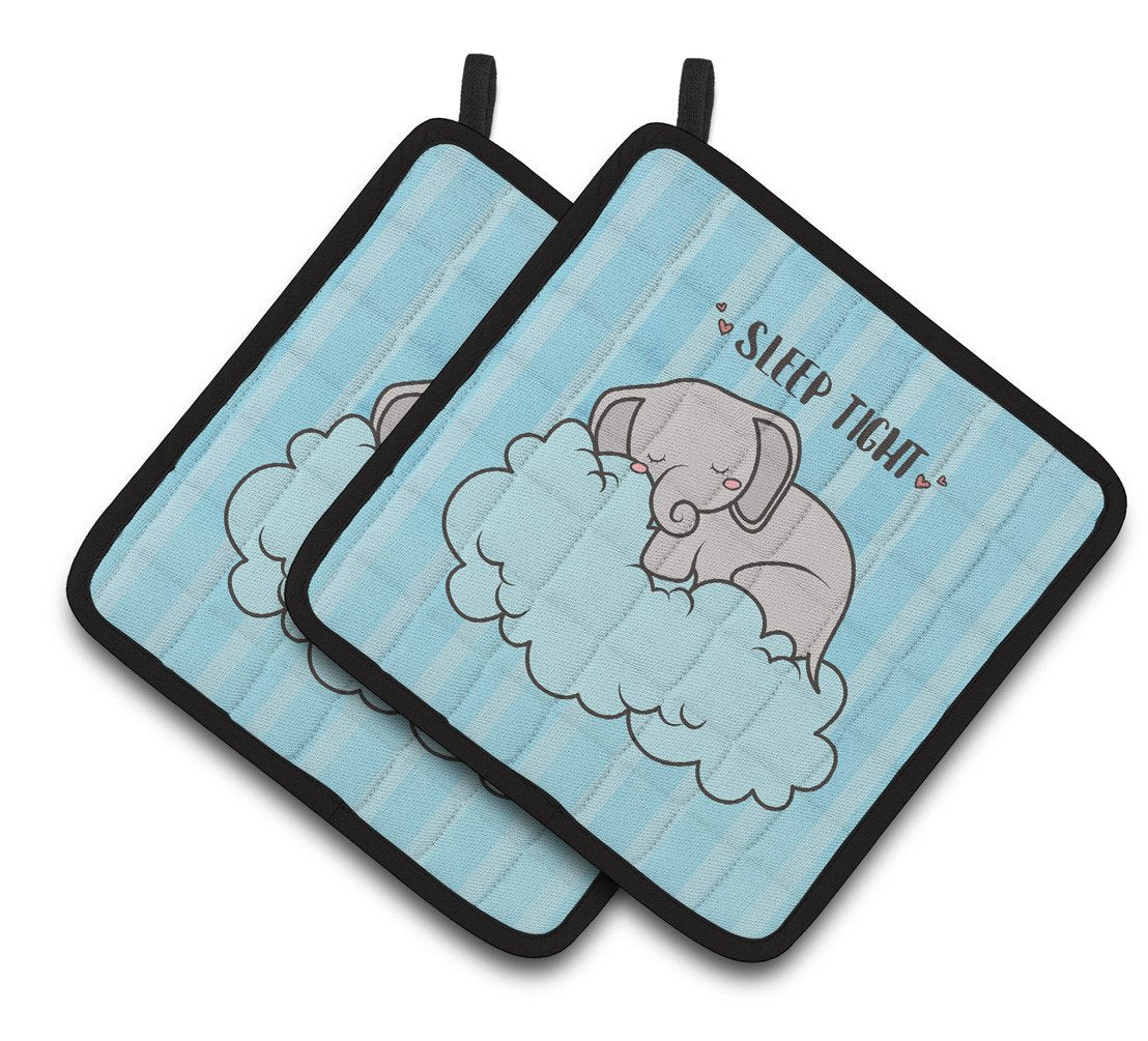 Nursery Sleep Tight Elephant Pair of Pot Holders BB7475PTHD by Caroline&#39;s Treasures