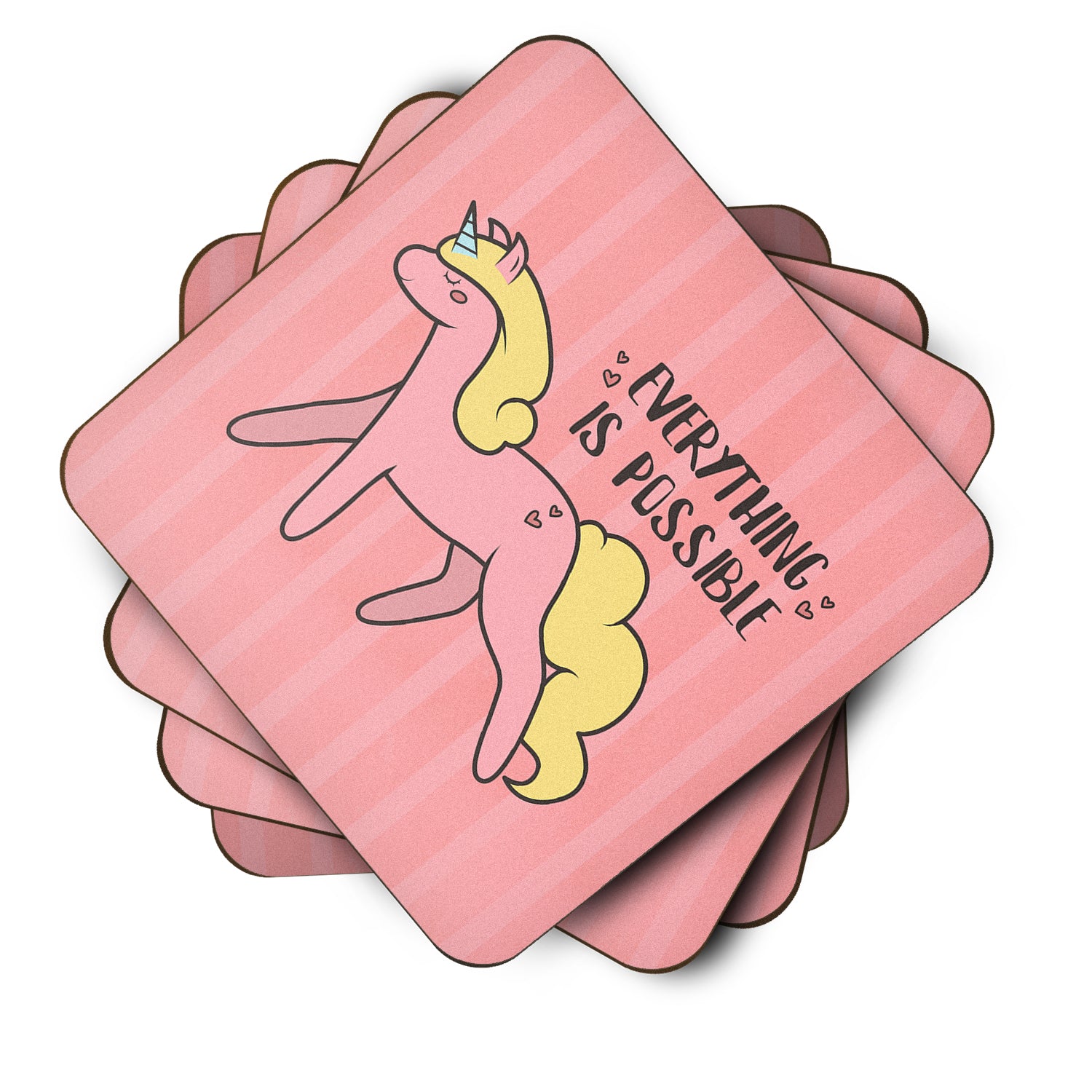 Nursery Everything is Possible Unicorn Foam Coaster Set of 4 BB7479FC - the-store.com