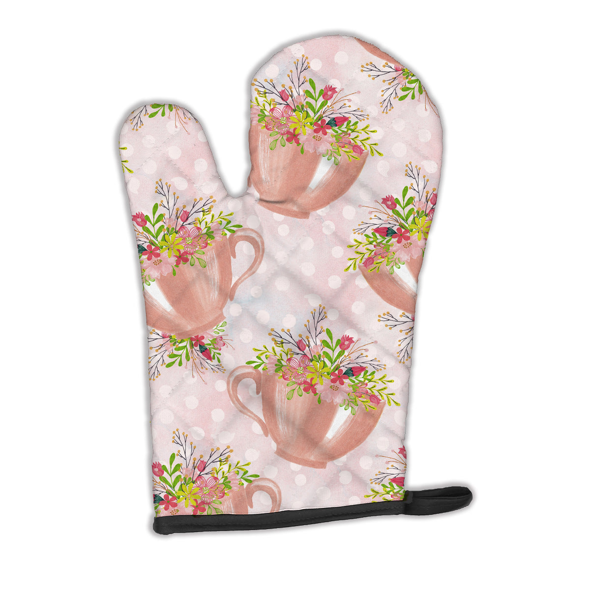 Tea Cup and Flowers Pink Oven Mitt BB7481OVMT  the-store.com.