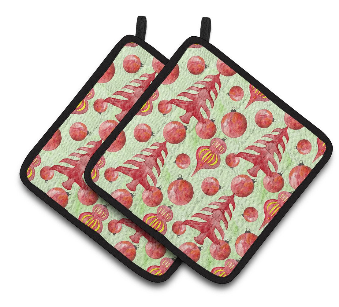 Red Christmas Tree and Ornaments Pair of Pot Holders BB7483PTHD by Caroline&#39;s Treasures