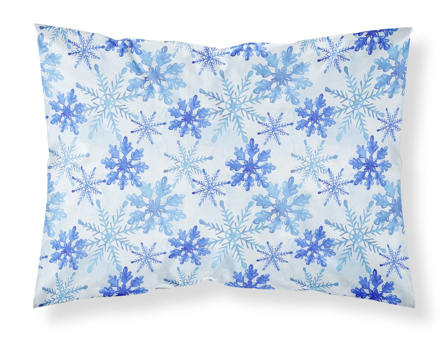 Blue Snowflakes Watercolor Fabric Standard Pillowcase BB7484PILLOWCASE by Caroline's Treasures