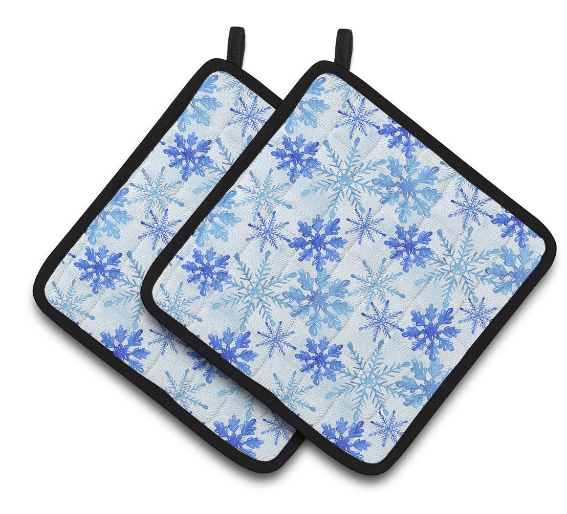 Blue Snowflakes Watercolor Pair of Pot Holders BB7484PTHD by Caroline&#39;s Treasures