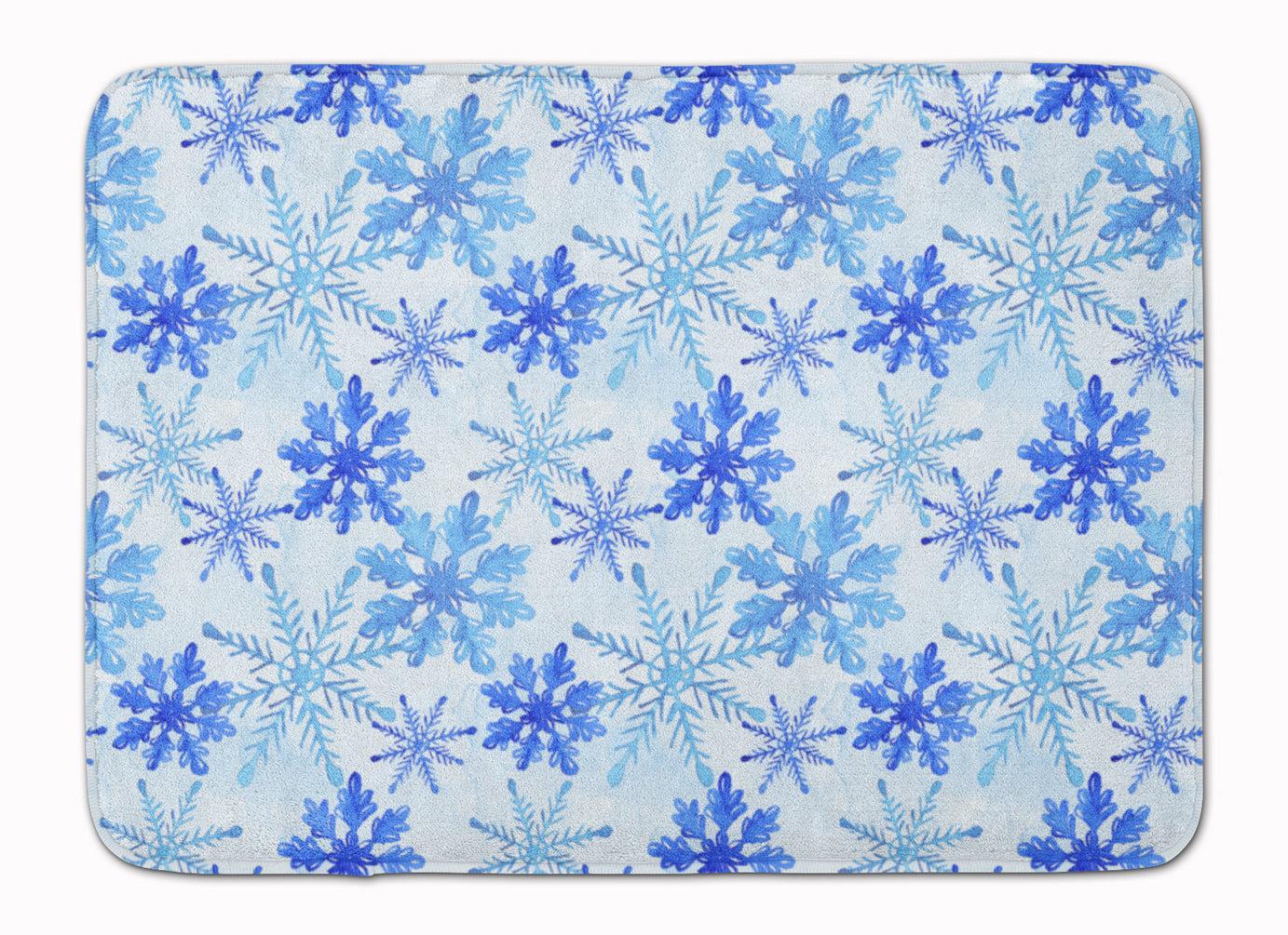 Blue Snowflakes Watercolor Machine Washable Memory Foam Mat BB7484RUG - the-store.com