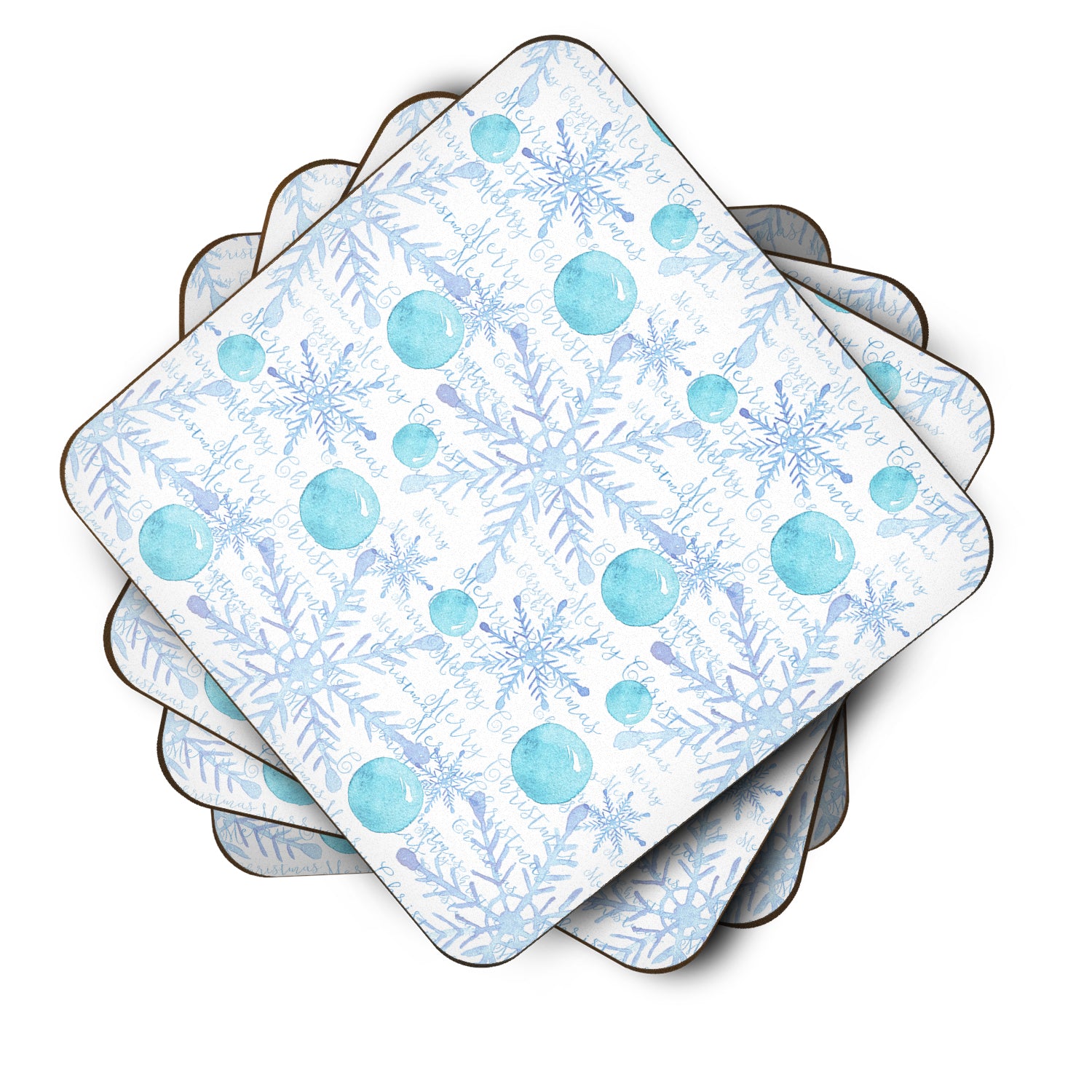 Winter Snowflakes on White Foam Coaster Set of 4 BB7487FC - the-store.com