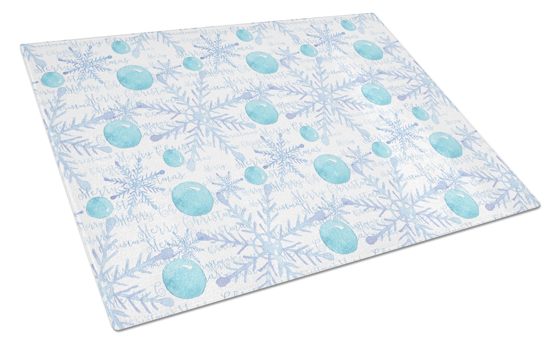 Winter Snowflakes on White Glass Cutting Board Large BB7487LCB by Caroline's Treasures