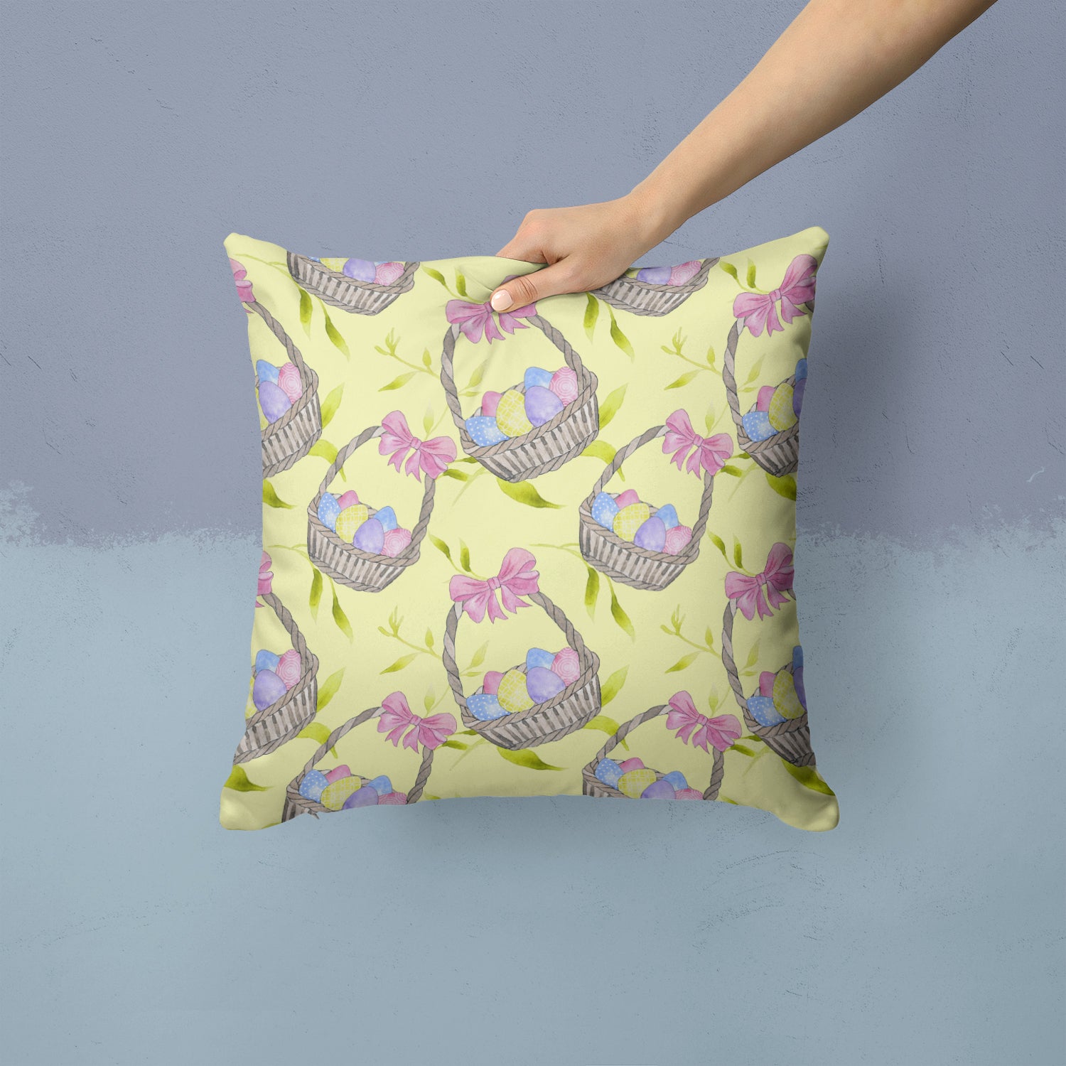 Easter Basket and Eggs Fabric Decorative Pillow BB7490PW1414 - the-store.com