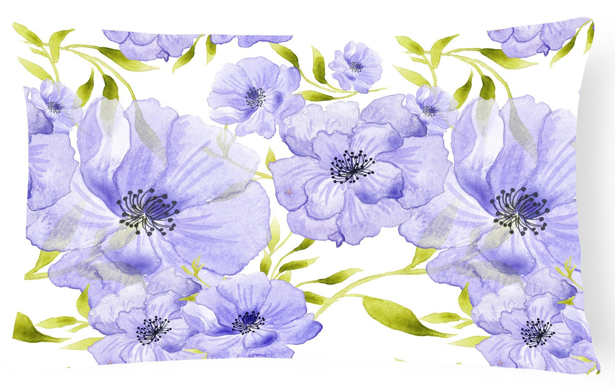 Watercolor Blue Flowers Canvas Fabric Decorative Pillow BB7491PW1216 by Caroline&#39;s Treasures