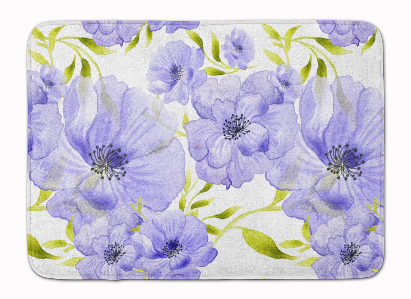 Watercolor Blue Flowers Machine Washable Memory Foam Mat BB7491RUG - the-store.com