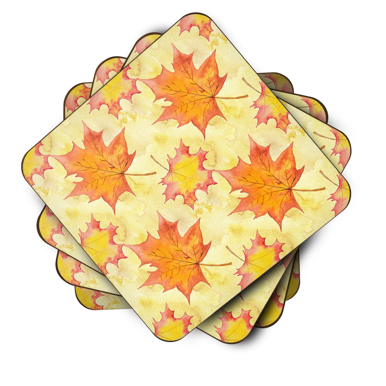 Fall Leaves Scattered Foam Coaster Set of 4 BB7496FC - the-store.com