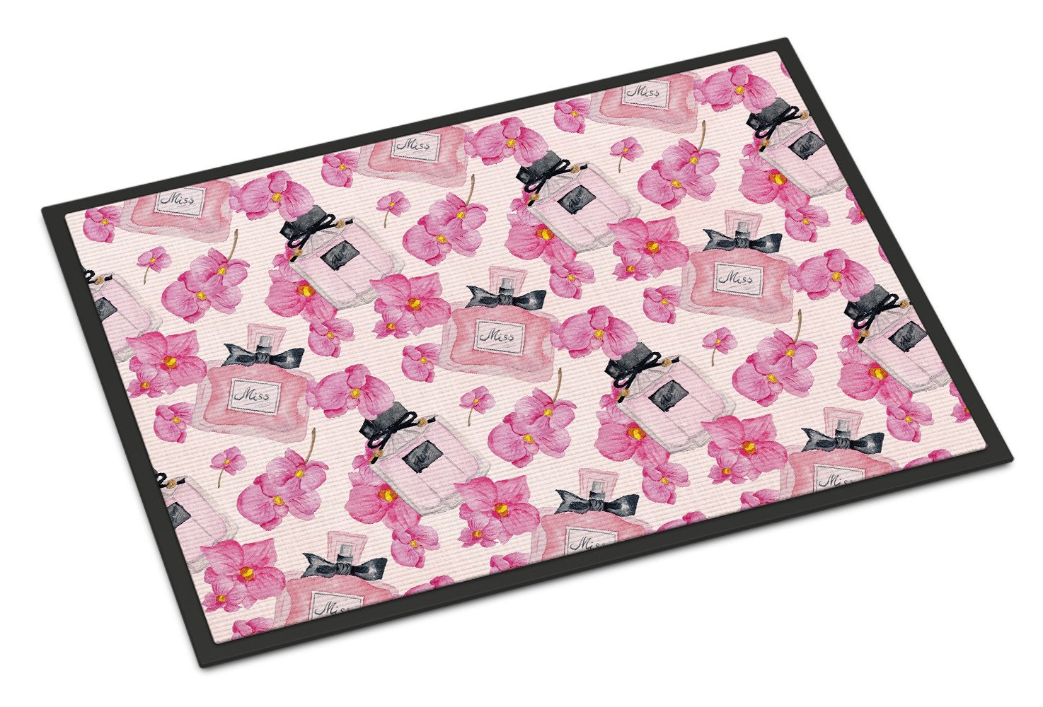 Watercolor Pink Flowers and Perfume Indoor or Outdoor Mat 24x36 BB7510JMAT by Caroline's Treasures