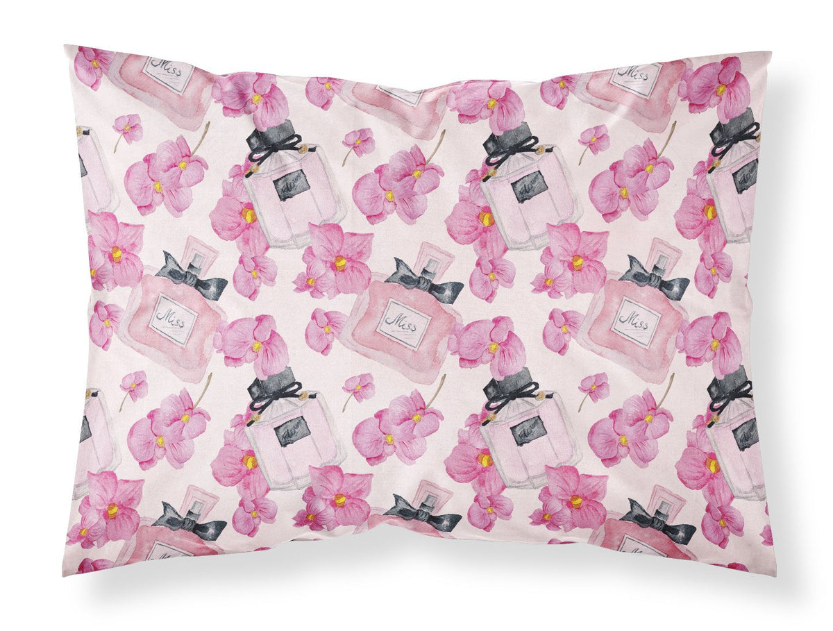 Watercolor Pink Flowers and Perfume Fabric Standard Pillowcase BB7510PILLOWCASE by Caroline&#39;s Treasures