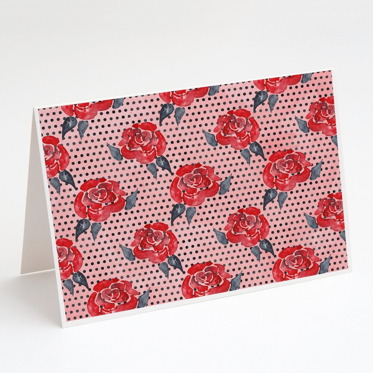 Buy this Watercolor Red Roses and Polkadots Greeting Cards and Envelopes Pack of 8