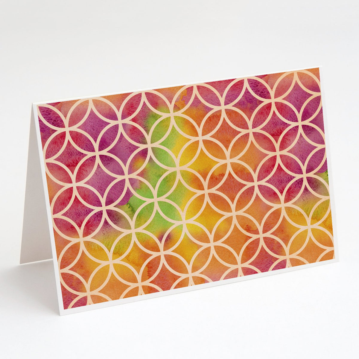 Buy this Watercolor Rainbow Geometric Circles Greeting Cards and Envelopes Pack of 8