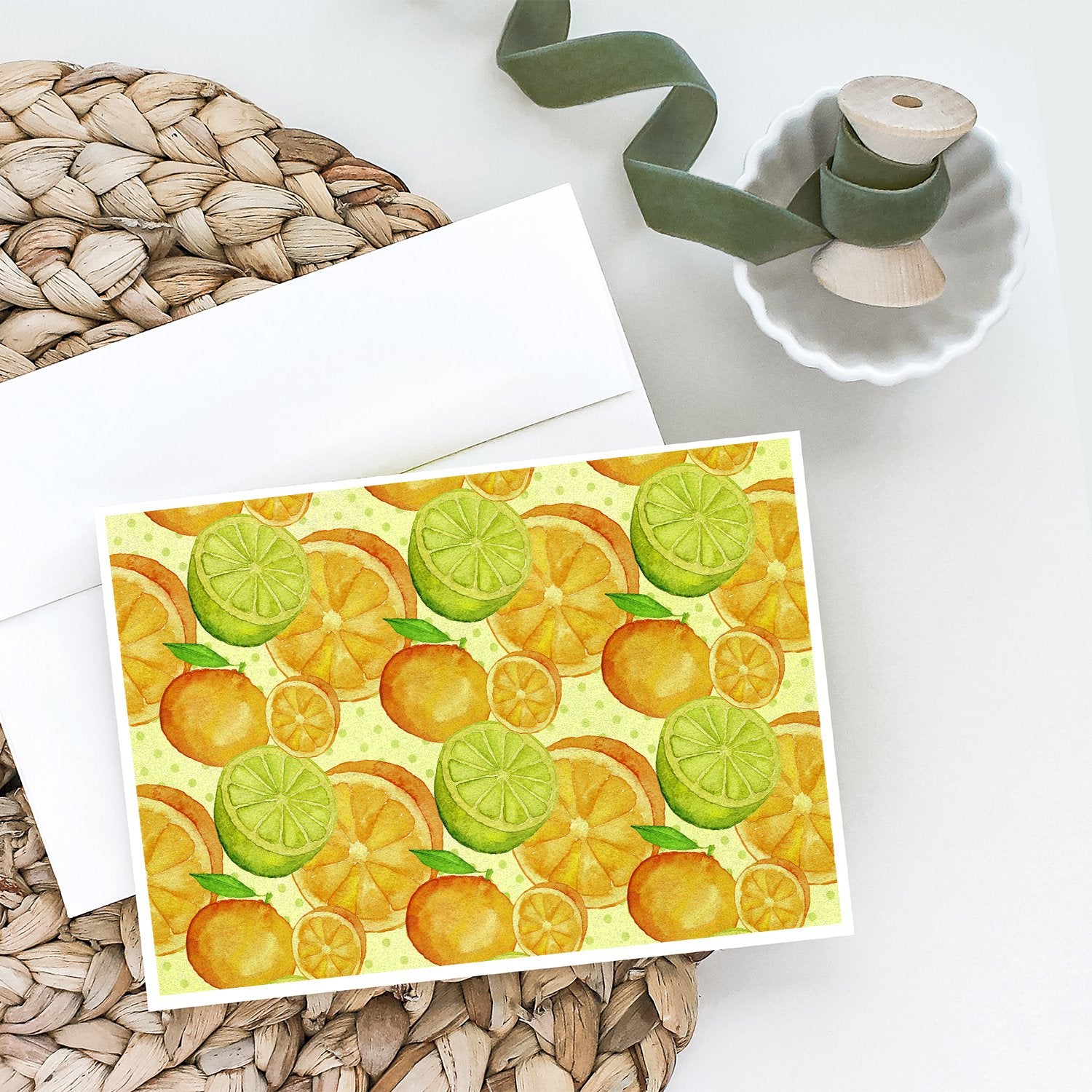 Buy this Watercolor Limes and Oranges Citrus Greeting Cards and Envelopes Pack of 8