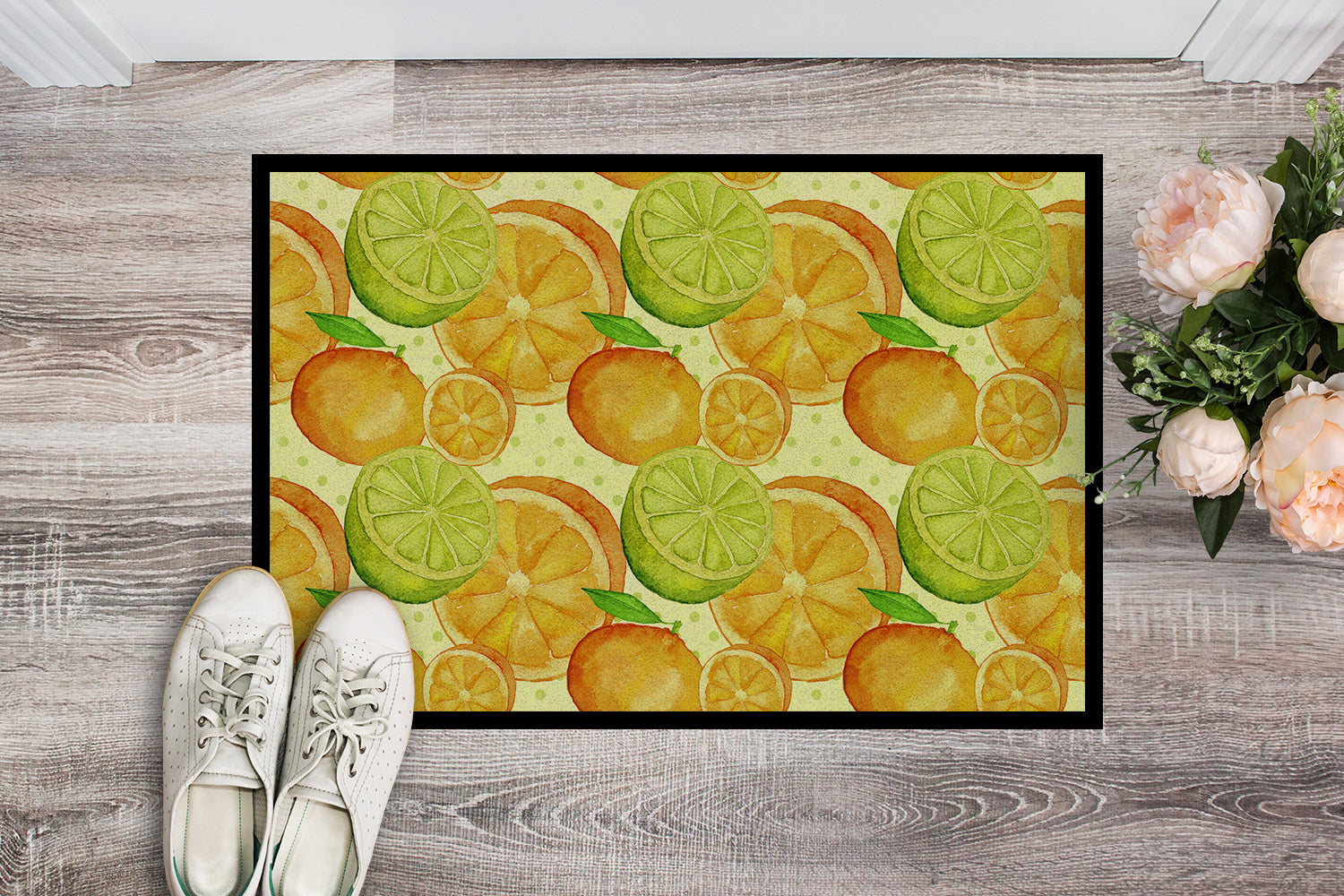 Watercolor Limes and Oranges Citrus Indoor or Outdoor Mat 18x27 BB7517MAT - the-store.com