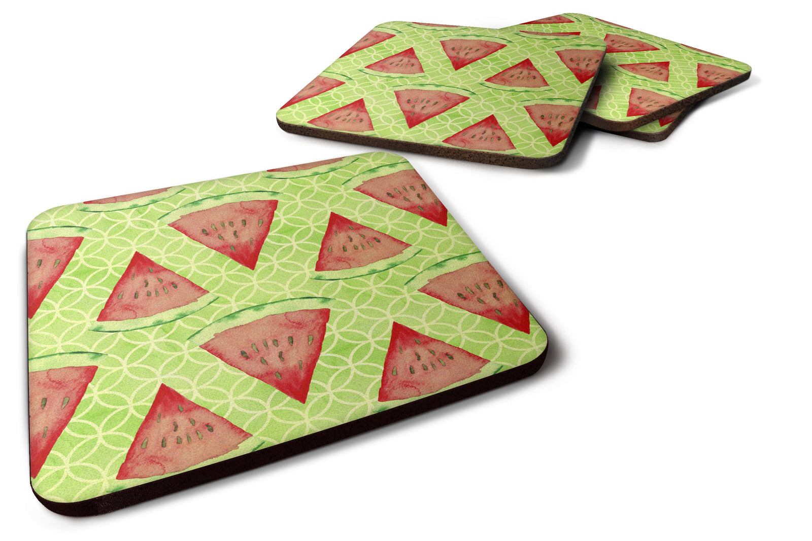 Watercolor Watermelon Foam Coaster Set of 4 BB7518FC - the-store.com