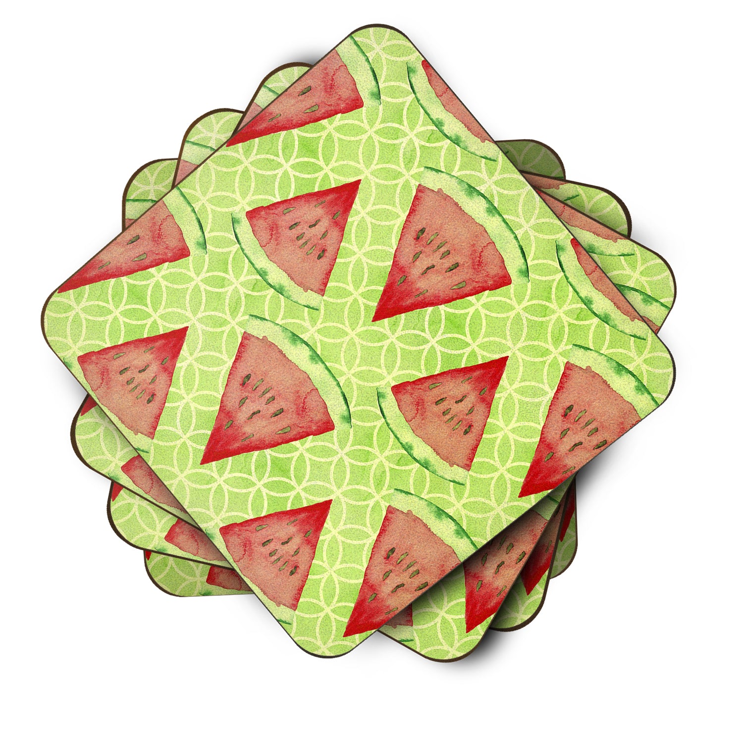 Watercolor Watermelon Foam Coaster Set of 4 BB7518FC - the-store.com