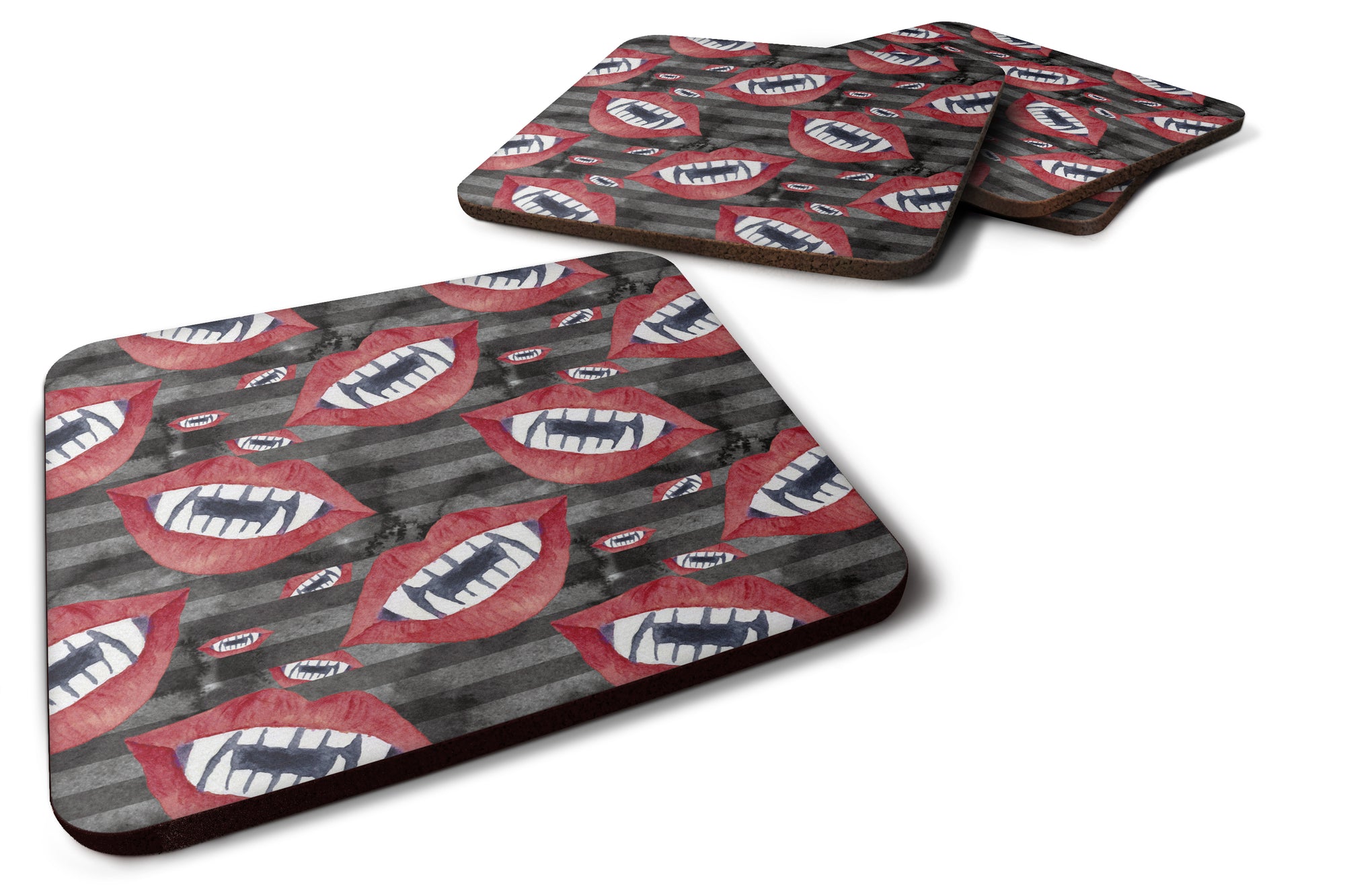 Watecolor Halloween Vampire Teeth Foam Coaster Set of 4 BB7520FC - the-store.com