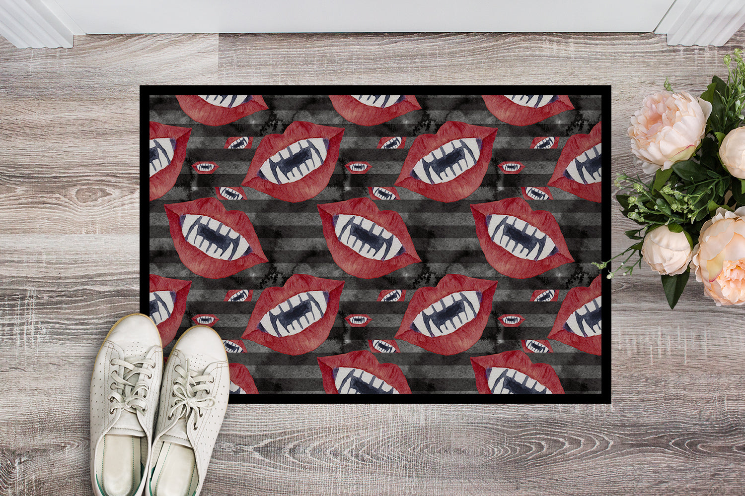 Watecolor Halloween Vampire Teeth Indoor or Outdoor Mat 18x27 BB7520MAT - the-store.com