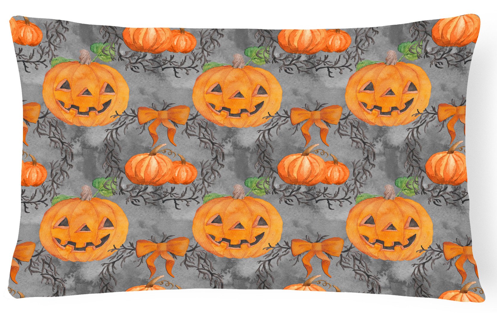 Watecolor Halloween Pumpkins Canvas Fabric Decorative Pillow BB7521PW1216 by Caroline's Treasures