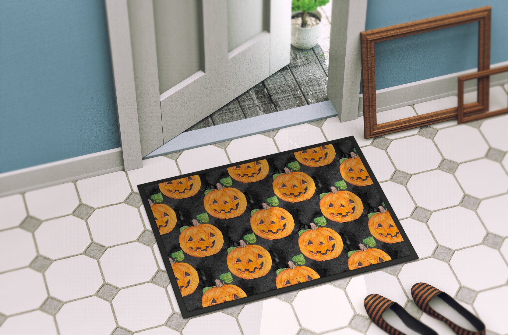 Watecolor Halloween Jack-O-Lantern Indoor or Outdoor Mat 24x36 BB7524JMAT by Caroline's Treasures