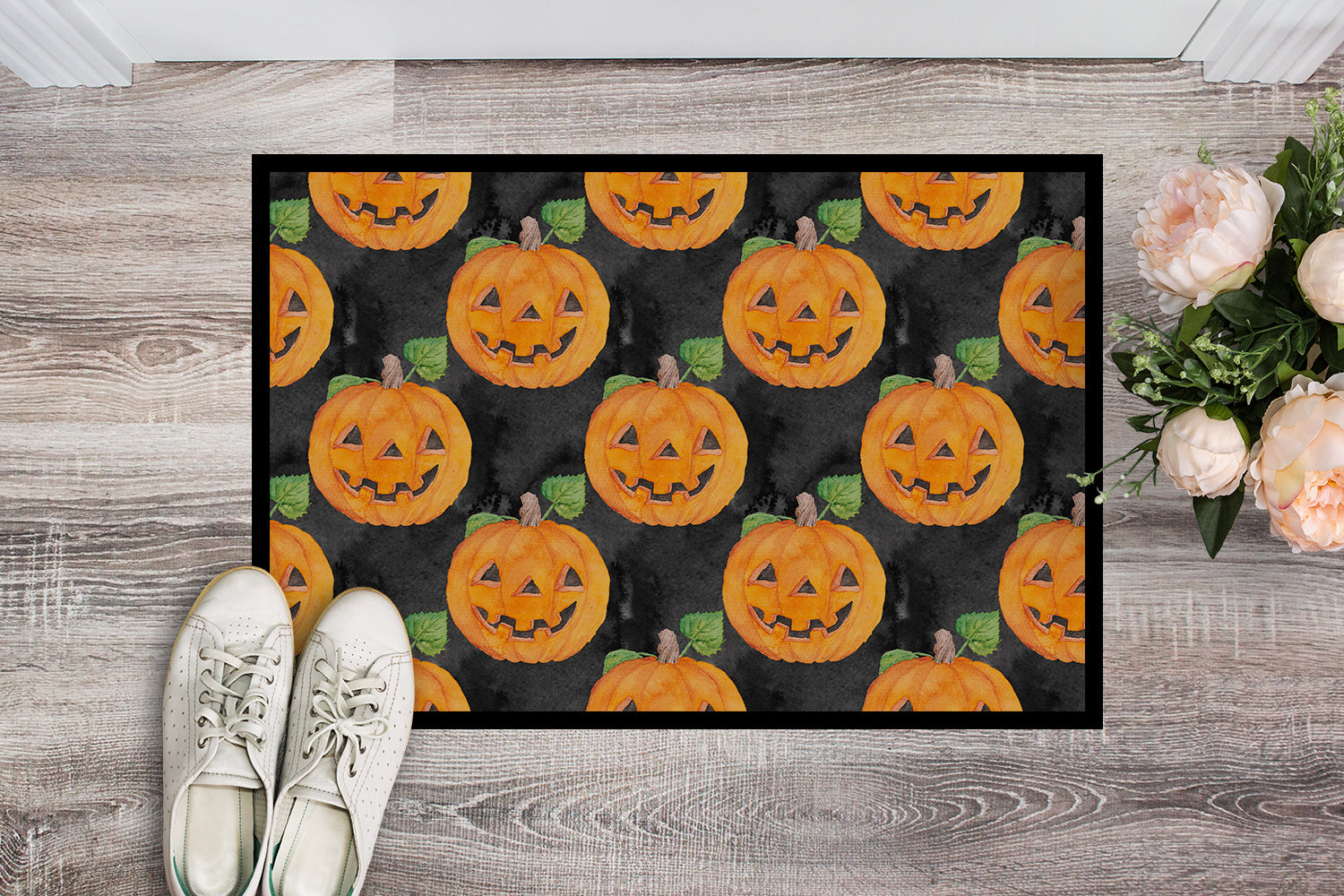 Watecolor Halloween Jack-O-Lantern Indoor or Outdoor Mat 18x27 BB7524MAT - the-store.com