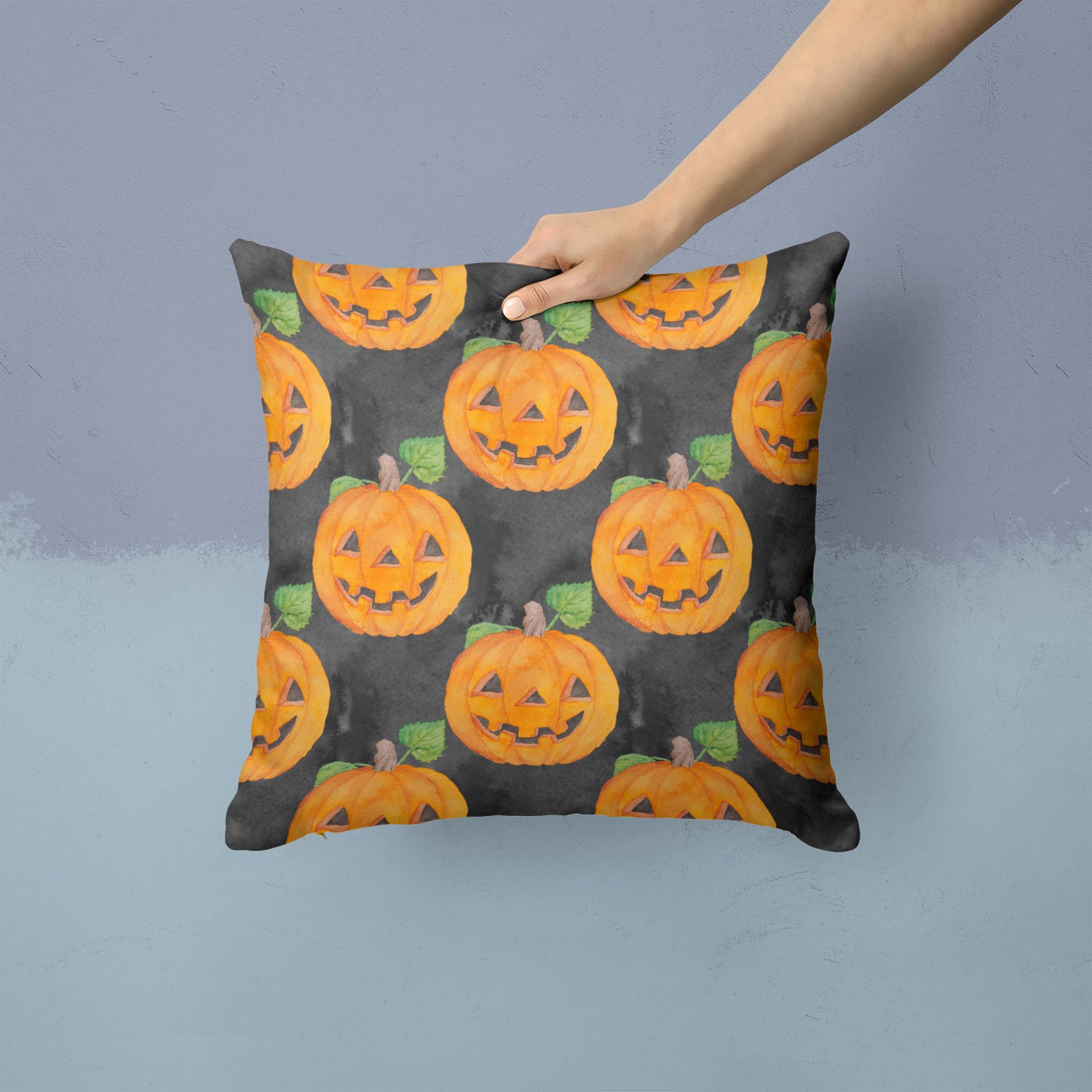 Watecolor Halloween Jack-O-Lantern Fabric Decorative Pillow BB7524PW1414 - the-store.com