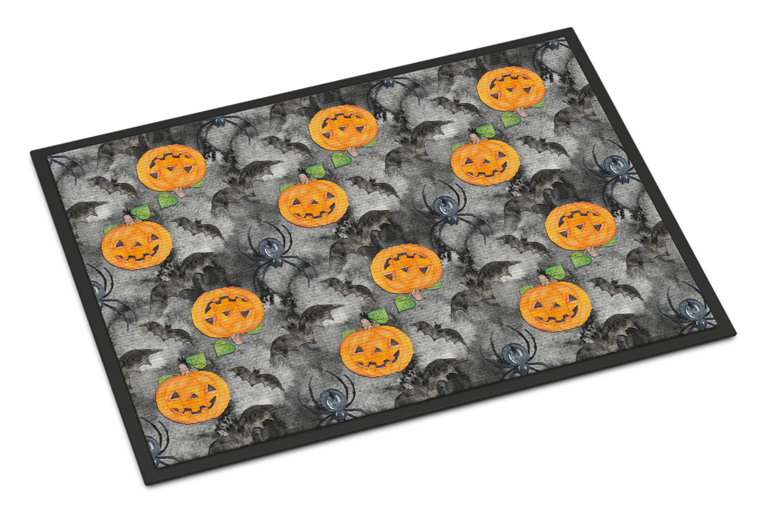 Watecolor Halloween Jack-O-Lantern Bats Indoor or Outdoor Mat 18x27 BB7525MAT - the-store.com