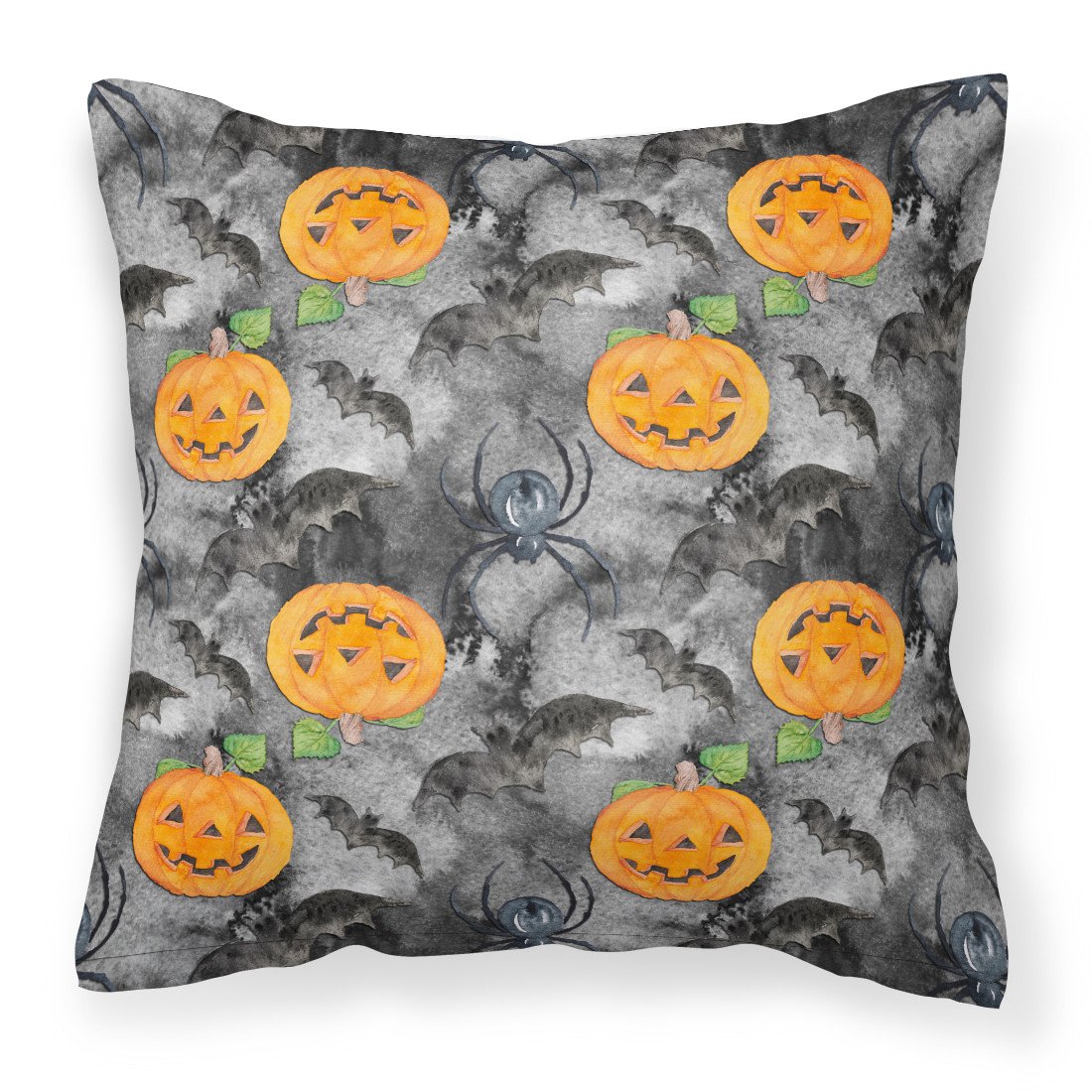 Watecolor Halloween Jack-O-Lantern Bats Fabric Decorative Pillow BB7525PW1818 by Caroline&#39;s Treasures