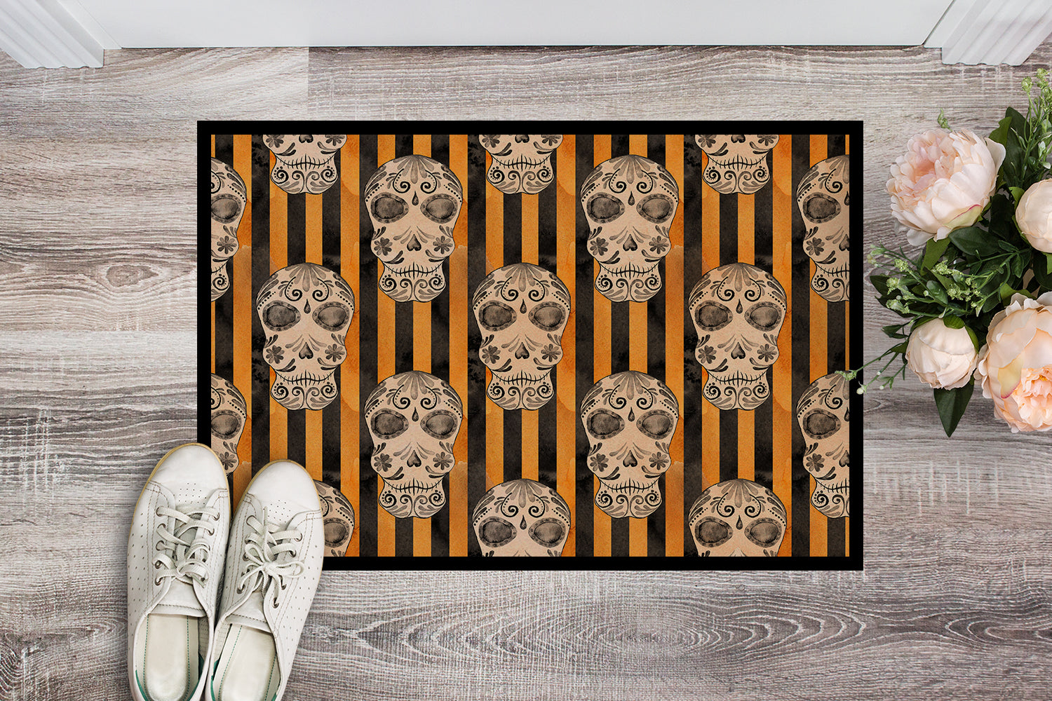 Watecolor Halloween Day of the Dead Head Indoor or Outdoor Mat 18x27 BB7527MAT - the-store.com