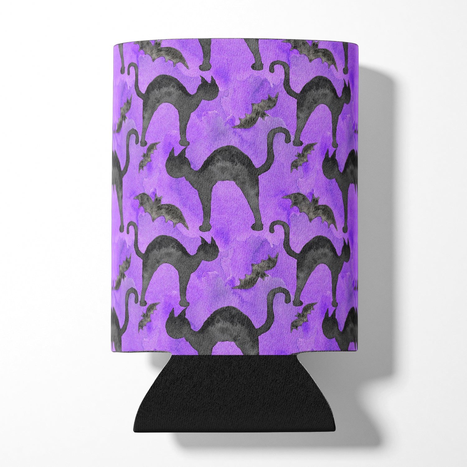 Watecolor Halloween Black Cats on Purple Can or Bottle Hugger BB7528CC  the-store.com.