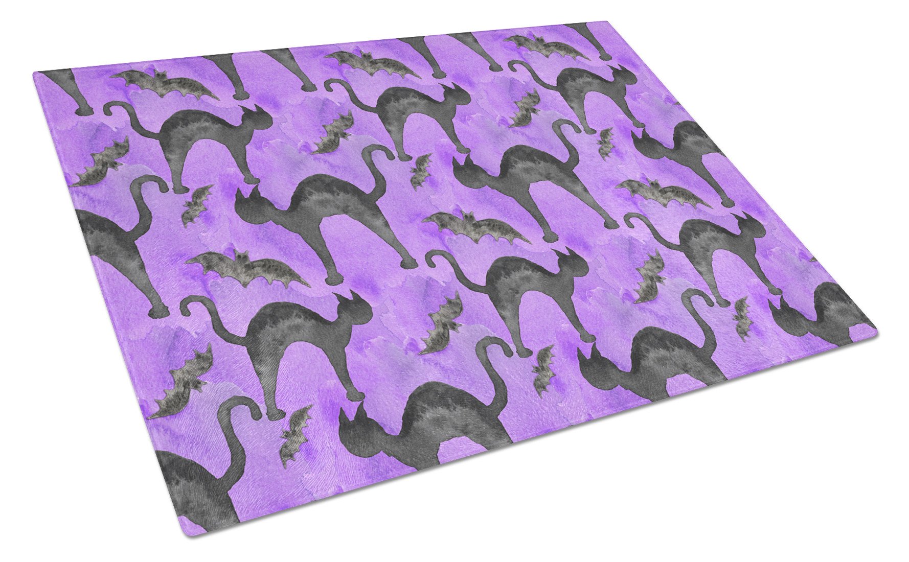 Watecolor Halloween Black Cats on Purple Glass Cutting Board Large BB7528LCB by Caroline's Treasures