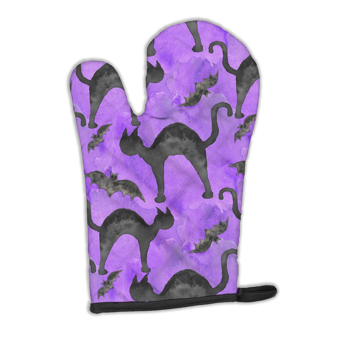 Watecolor Halloween Black Cats on Purple Oven Mitt BB7528OVMT  the-store.com.