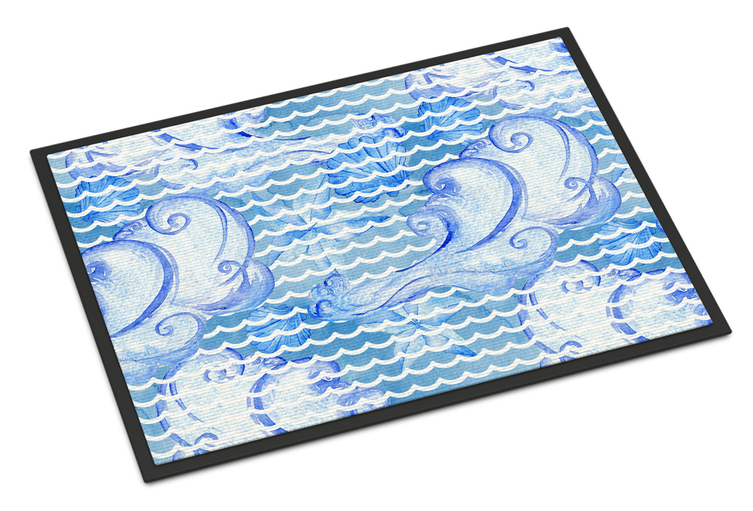 Beach Watercolor Abstract Waves Indoor or Outdoor Mat 18x27 BB7530MAT - the-store.com