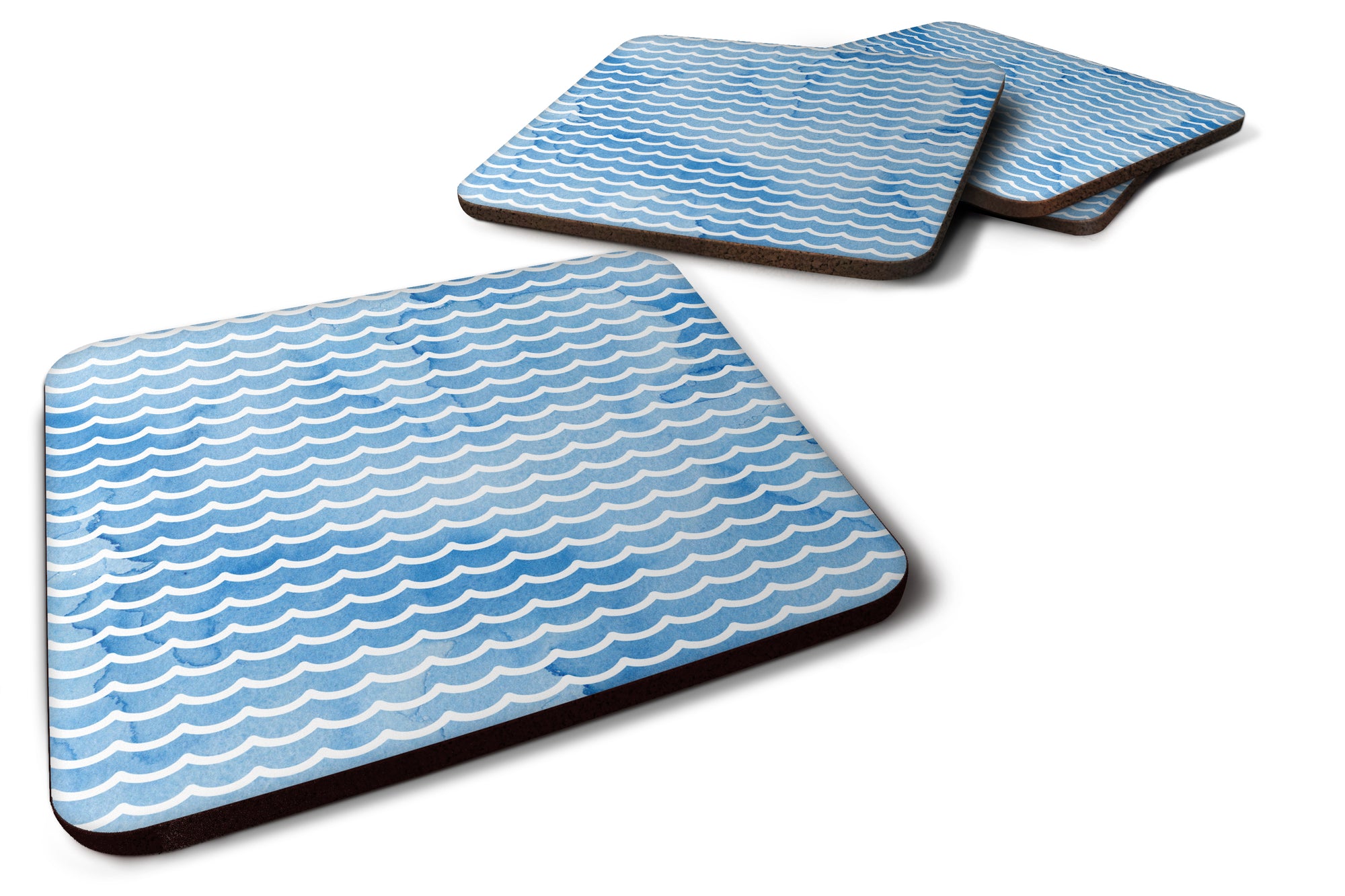 Beach Watercolor Waves Foam Coaster Set of 4 BB7531FC - the-store.com