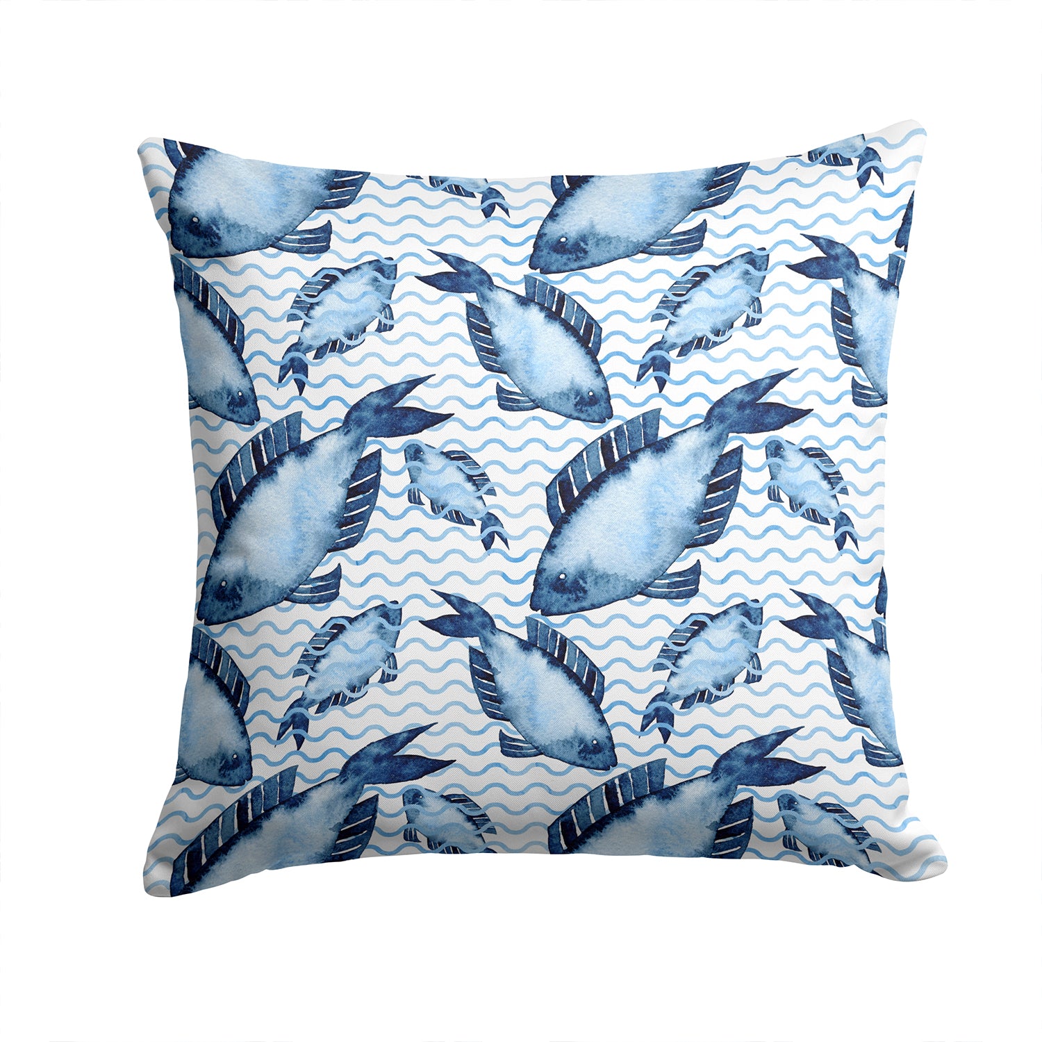 Beach Watercolor Fishes Fabric Decorative Pillow BB7532PW1414 - the-store.com