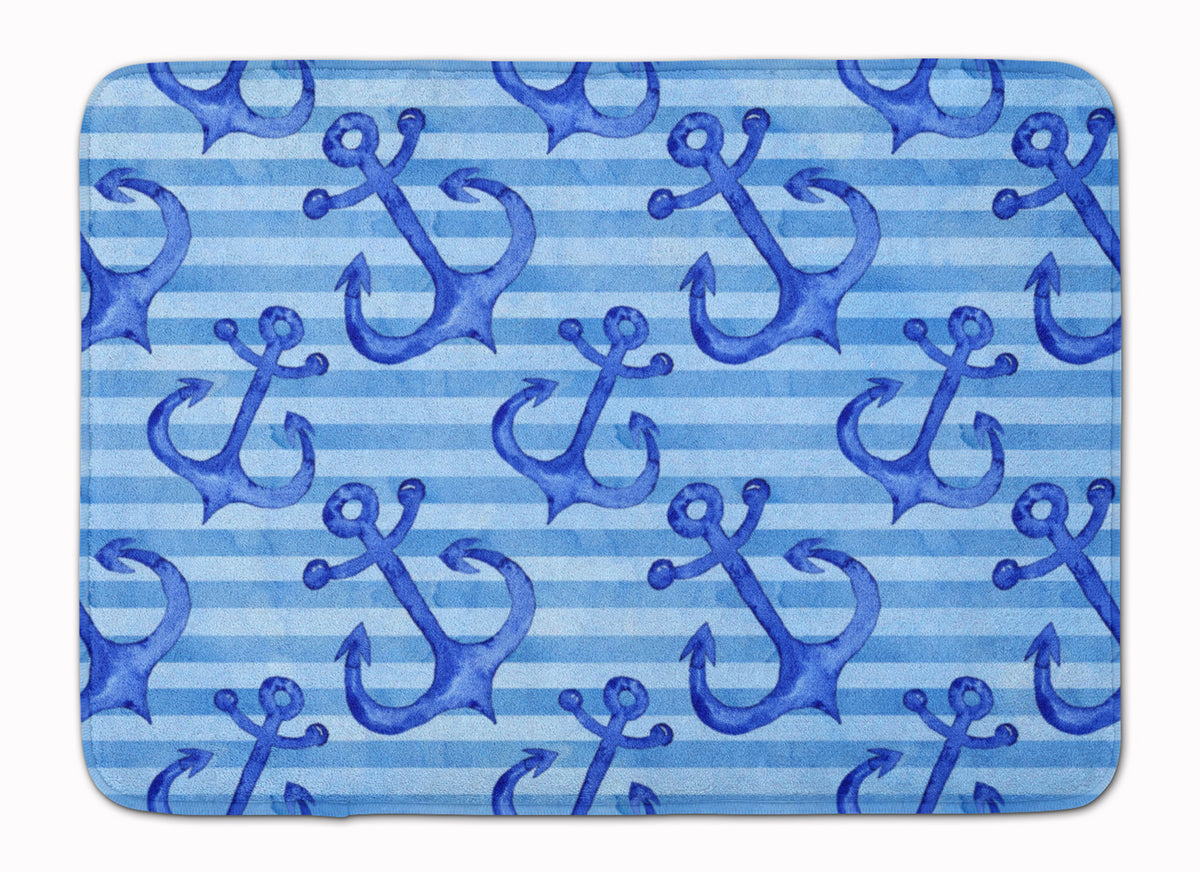 Beach Watercolor Anchors Machine Washable Memory Foam Mat BB7533RUG - the-store.com