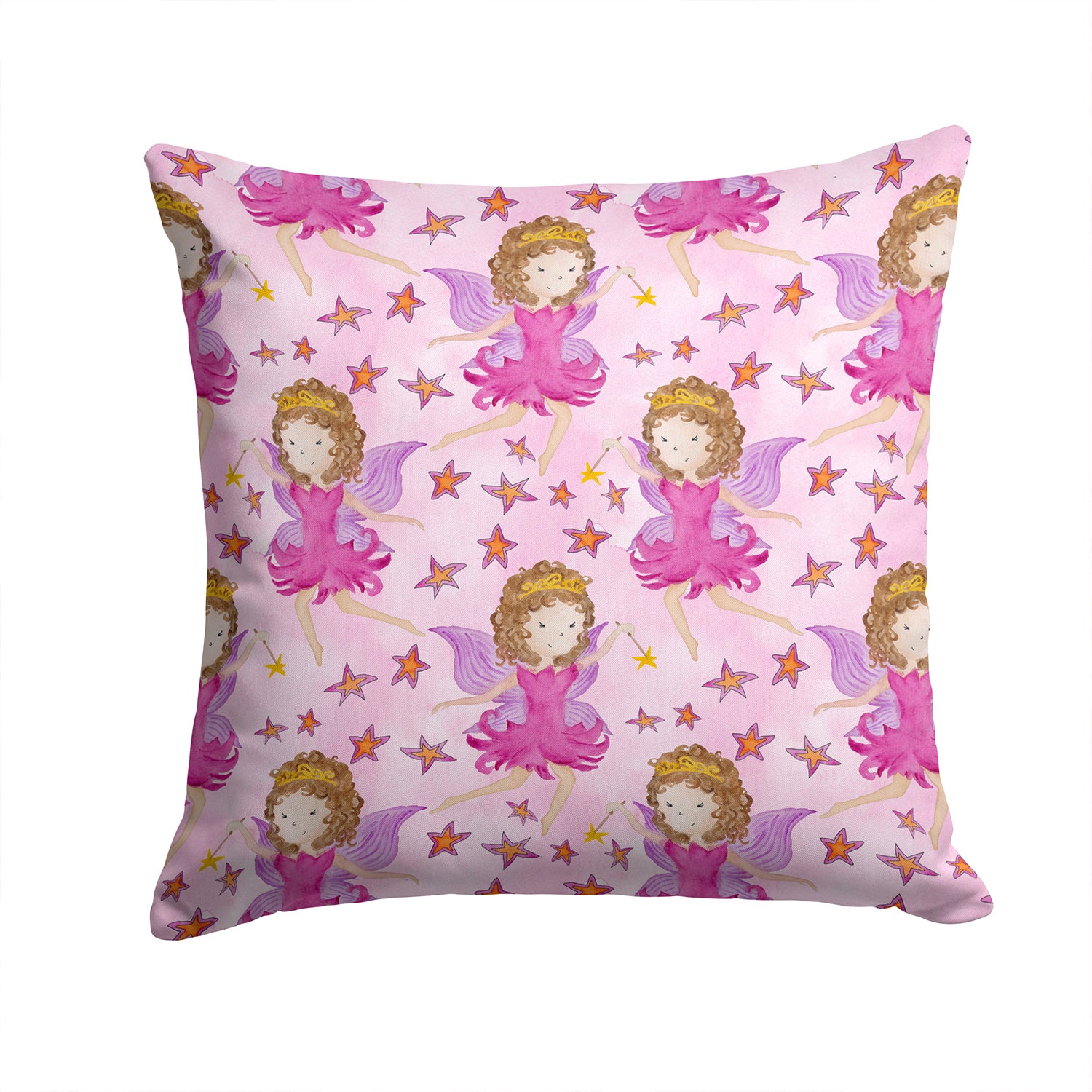 Watercolor Fairy Princess on Pink Fabric Decorative Pillow BB7547PW1414 - the-store.com