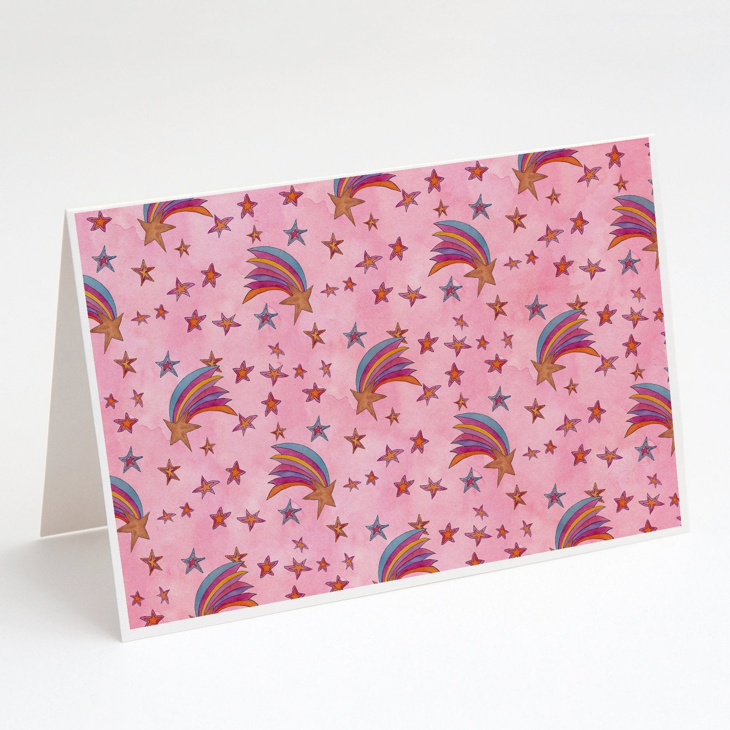 Buy this Watercolor Shooting Stars on Pink Greeting Cards and Envelopes Pack of 8