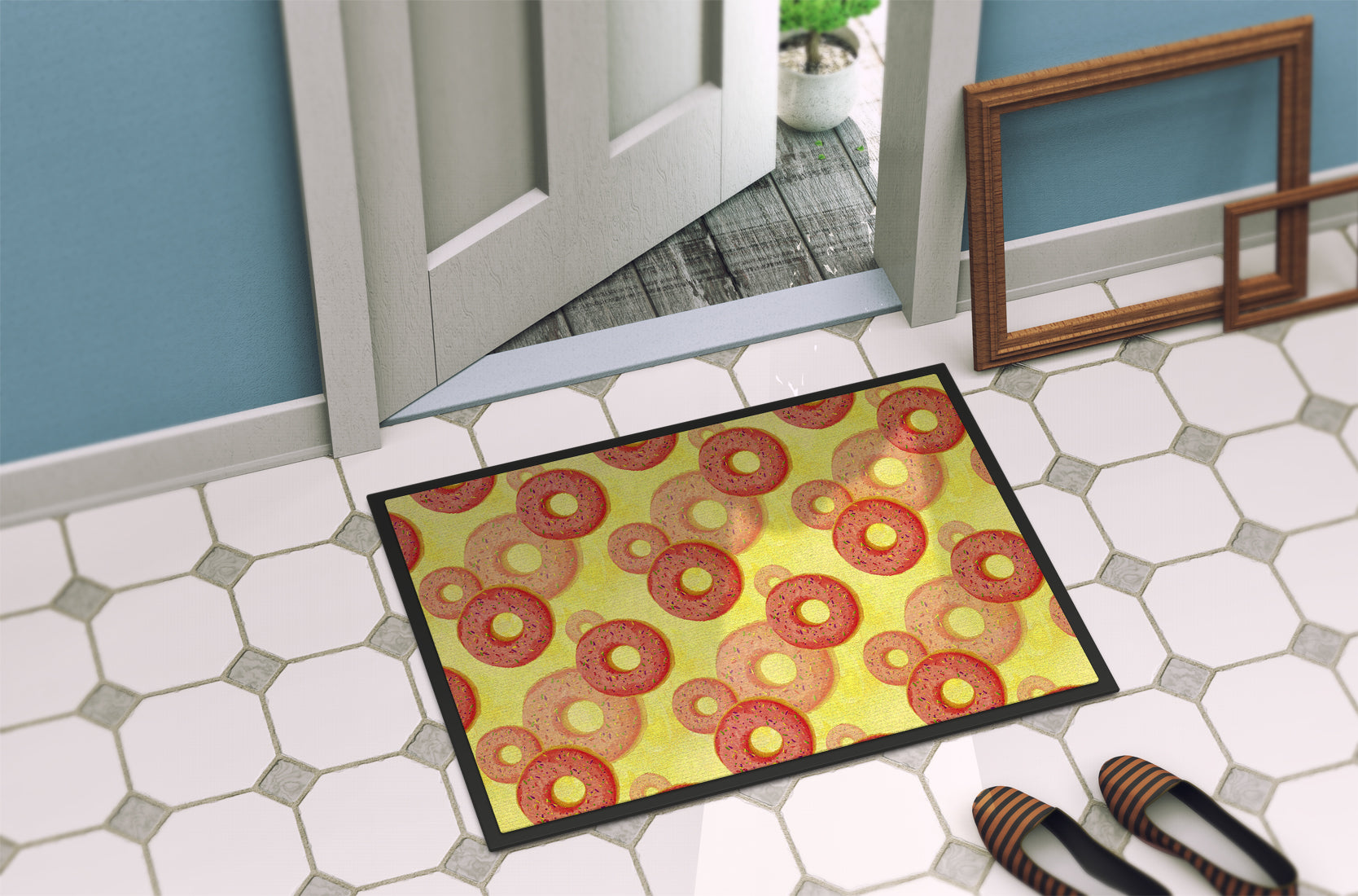 Watercolor Just Donuts Indoor or Outdoor Mat 18x27 BB7561MAT - the-store.com