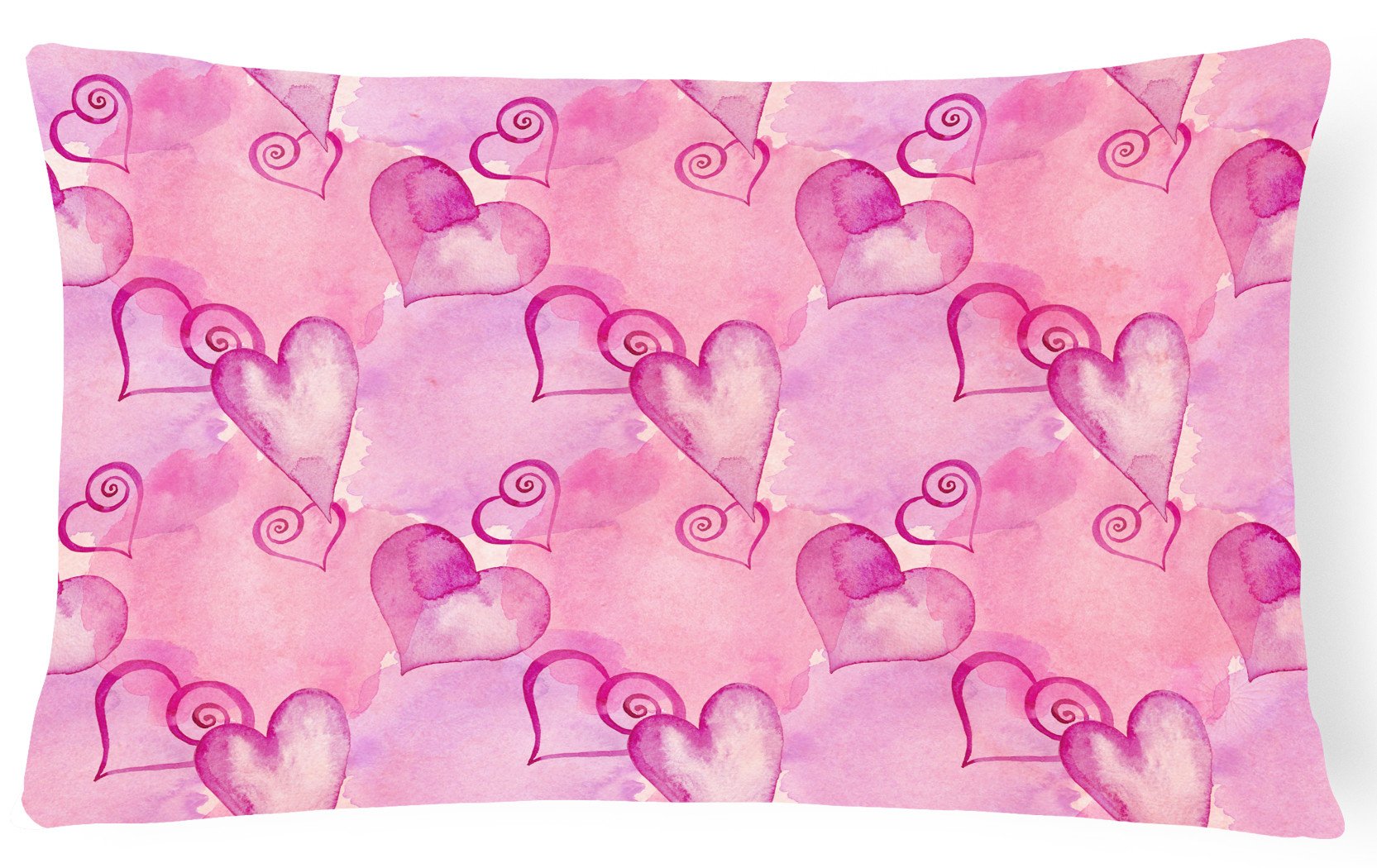 Watercolor Hot Pink Hearts Canvas Fabric Decorative Pillow BB7564PW1216 by Caroline's Treasures