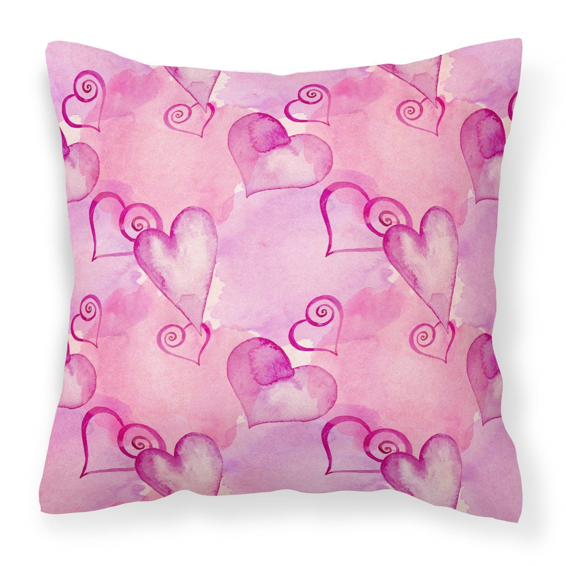 Watercolor Hot Pink Hearts Fabric Decorative Pillow BB7564PW1818 by Caroline's Treasures